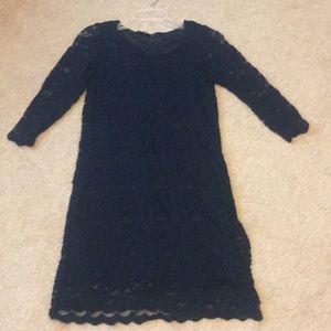 Black lace 3/4 length sleeves dress
